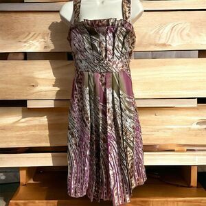 Kitty Sexy Yet Classy Square Neck Sleeveless Pleated Tie Back Satiny Midi Dress